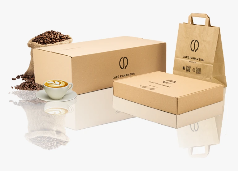 zestaw opakowań firmowych marki cafe panamera zbuduj przewagę konkurencyjną i rozpoznawalność marki nadrukiem